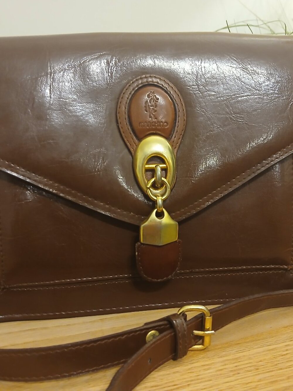 Vintage Marchino Italian Leather Crossbody Handbag Brown